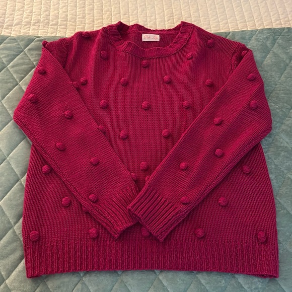 Pink Lily Sweaters - Pink Pom Pom Sweater NWOT